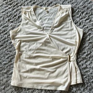 Elegant Cream Sleeveless Wrap Top